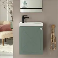 MOB-IN Meuble lave-mains AVA vert de gris + robinet noir