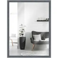 MendeFrames Miroir mural en bois massif, profilé fin, dimensions 30x40 cm, couleur gris, modèle H080