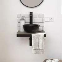 MOB-IN Meuble lave-mains SOHO avec porte serviette et vasque noire