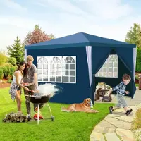 Yakimz Pavillon Gartenzelt - Pavillon de jardin, tente à bière pour les marchés et les fêtes, idéal pour les mariages Bleu 3x3m