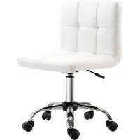 Fortuna Chaise de bureau Lai, chaise de bureau ergonomique sans accoudoirs, chaise pivotante réglable en hauteur, chaise d'ordinateur pour bureau, salle de travail, similicuir, blanc