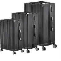 Fortuna Lai Set de 3 valises (20/24/28 pouces), trolley avec 4 roulettes, valise à roulettes coque dure, noir