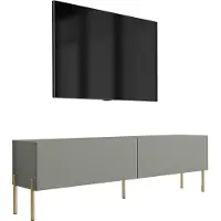 3Xeliving Meuble TV : Aloe, 140 x 52 x 32 cm, pieds dorés
