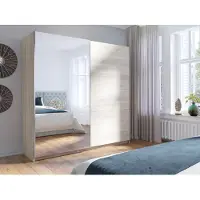 AX Living Armoire chene Sonoma 200 cm Adelna avec miroir moderne
