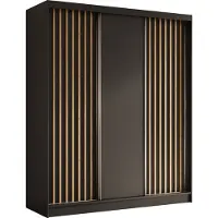 MargaretHadas24 Armoire Erika de 180 cm avec lamelles sans miroir, comprenant 3 portes coulissantes Armoire à portes coulissantes (couleur : noir, noir, lamelles Artisan)