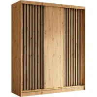 AX Living Armoire à portes coulissantes Cabinio chene artisan noir 180