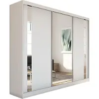 MargaretHadas24 Armoire Gabo de 240 cm avec miroir, 3 portes coulissantes (couleur : blanc)
