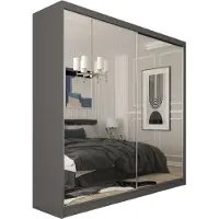 MargaretHadas24 Armoire Darix de 200 cm avec miroir, 2 portes coulissantes (couleur : graphite)