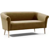 Sofello GUTTO Canapé scandinave 3 places --LILIE-- Marron Banquette Velours Livraison 7 jours - pieds hauts en bois noir Weiẞ hêtre