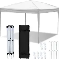 Aopunly Pavillon 3x3m ohn Seiten, Festzelt Faltpavillon Gartenzelt, UV-Schutz, pour jardin terrasse fête blanc