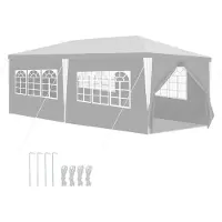 Hebitod Pavillon 3x6m, chapiteau de jardin étanche, protection UV, avec 5 parties latérales et 1 entrée, pour jardin terrasse fête, blanc