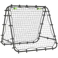 Fortuna Lai Rebondisseur de football Kickback But Mur de rebond Filet Rebond des deux côtés Réglable en 5 niveaux pour l'entraînement de football Acier Noir 100 x 95 x 90 cm