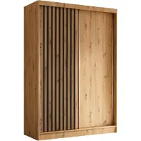 AX Living Armoire portes placard coulissantes Cabinio chene noir 150cm