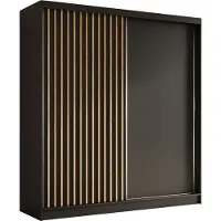AX Living Armoire portes coulissantes Cabinio noir/chene artisan 200cm