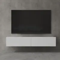 Doporro Meuble TV Bas 160x40,2x30cm Armoire TV Blanc Mat Table de Télévision Salon avec Portes Meuble TV Suspendu MBTV02