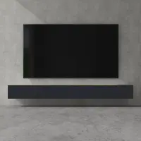 Doporro Meuble TV Bas 280x40,2x30cm Armoire TV Marron Clair + Gris Noir Mat Table de Télévision Salon avec Portes Meuble TV Suspendu MBTV02