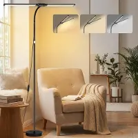 Rosikey Lampadaire Noir Variable Double Tête LED Liseuse Super Lumineux Pour Chambre à coucher Salon Bureau (H:50-158cm,18W,Col de Cygne Flexible,3 Modes)