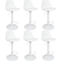 Supfine lot de 6 tabourets de bar Chaise de bar réglable en hauteur Tabouret de bistrot pivotant avec dossier et repose-pieds blanc