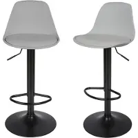 Supfine Tabouret de bar Lot de 2 tabourets de bar réglables en hauteur Tabouret de bistrot pivotant avec dossier et repose-pieds Gris clair