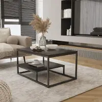 AX Living Table de salon contemporaine Pokie 90 cm pietement métal noir