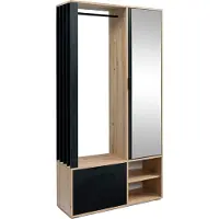 AX Living Portemanteau Entrée Milanoir 100 cm Miroir Artisan chene/Noir