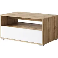 MINIO go for it , Table basse, NIMFEA II, 90 cm, avec étagère, avec armoire, Chêne Wotan / Couleur Blanc