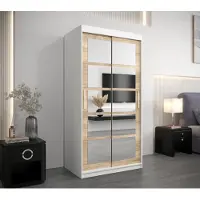 Minio Armoire 100 cm ROMA 2 Blanc / Chêne Sonoma