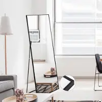 UnboxG 150 x 40 cm Miroir intégral, miroir sur pied et miroir mural 3 en 1, miroir d'habillage, miroir de vestiaire pour la chambre à coucher, le salon et l'entrée Noir