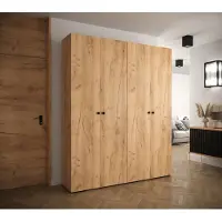 Minio Armoire 200 cm MANHATTAN 2 Oak Craft Gold + poignée noire
