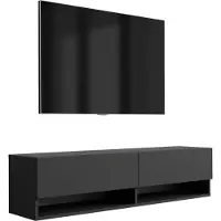 3Xeliving Planche basse TV 140 cm Noir mat, 140 × 32 × 34 cm