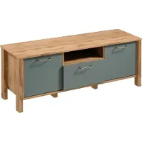 AX Living Buffet TV Iseonia - 138 cm de large, chene Wotan/Green