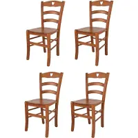 STOCK LINE t m c s Tommychairs - Set de 4 chaises CUORE pour la cuisine et la salle à manger, structure robuste en bois de hêtre laqué couleur cerisier et assise en bois
