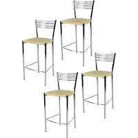 STOCK LINE t m c s Tommychairs - Set de 4 tabourets de bar modernes ELEGANCE pour la cuisine et la salle à manger, structure robuste en acier chromé, assise rembourrée recouverte de similicuir couleur ivoire