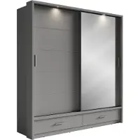 MINIO go for it , Armoire, Armoire à portes coulissantes, "ARTI 5", avec tiroirs, 200cm, Gris Couleur