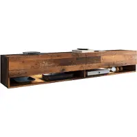 MINIO go for it , Buffet TV "ANNE", armoire TV, 180cm, fixe, suspendu, avec éclairage LED, couleur chêne Oldwood