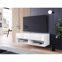 MINIO go for it , Armoire TV "ANNE", Lowboard, 100cm, Debout, Suspendu, Blanc Mat / Blanc Brillant Couleur