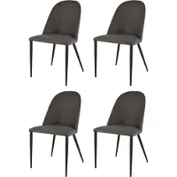 STOCK LINE Tommychairs Lot de 4 chaises rembourrées Jennifer, recouvertes de similicuir couleur hippopotame et de pieds en fer noir mat