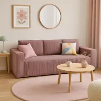 Sofello Canapé-lit GUTTO CORDA ROSA en tissu velours avec fonction sommeil - design moderne dans des couleurs à la mode