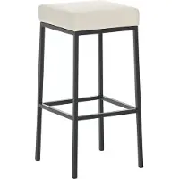 In And OutdoorMatch Tabouret de bar Emmitt - Hauteur d'assise 80cm - Sans dossier - Lot de 1 - Ergonomique - Chaises de bar pour cuisine ou cantine - Carré - Crème/noir
