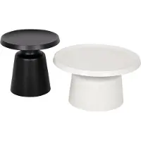 FURNLUX Table basse Modig Brillant Blanc Pur Et Noir 73cm / Couleur principale : Blanc / Dimensions : 73 x 45 x 73 cm