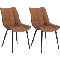 Happyment Chaises de salle à manger – Marron – CuirPolyuréthane– Chaise baquet avec accoudoirs – Lot de 2