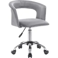 Happyment Chaise de bureau - Velours - Gris clair - Ergonomique - Réglable en hauteur
