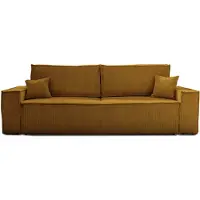 Best Mobilier Dellia - canapé 3 places convertible - avec coffre - en velours côtelé - style contemporain , Jaune