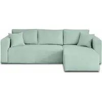 Best Mobilier Topaze - canapé d'angle réversible - 4 places - convertible avec coffre - en velours texturé , Bleu