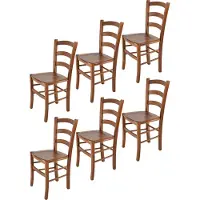 STOCK LINE t m c s Tommychairs - Lot de 6 chaises VENICE pour la cuisine et la salle à manger, structure robuste en hêtre laqué de couleur brun noyer clair et assise en bois
