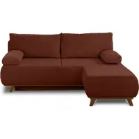 Best Mobilier Cristal - canapé 3 places - convertible avec coffre et pouf - en velours côtelé , Terracotta