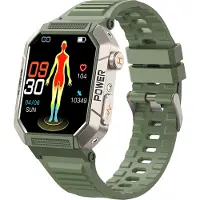 Douself MT90 Smartwatch, écran tactile 2,02 pouces | BT 5.3 | IP68 étanche | 320*385 résolution | surveillance de la santé | enregistrement des sports, métal + PC + bracelet en silicone, vert