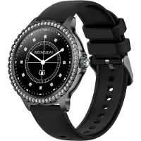 Vislone I58 Smartwatch 1,32 pouces, montre-bracelet Bluetooth intelligente multifonctionnelle, étanche IP67, compatible IOS7.1/Android4.4，Lunette noire, bracelet en silicone noir