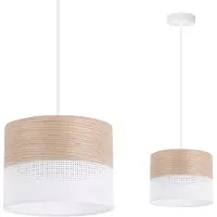 Light11 HOME Lampe à suspendre individuelle, abat-jour classique en placage de chêne, 20 cm