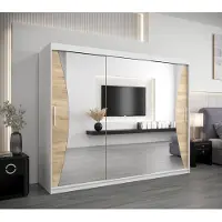Minio Armoire 250 cm MONACO Blanc / Chêne Sonoma
